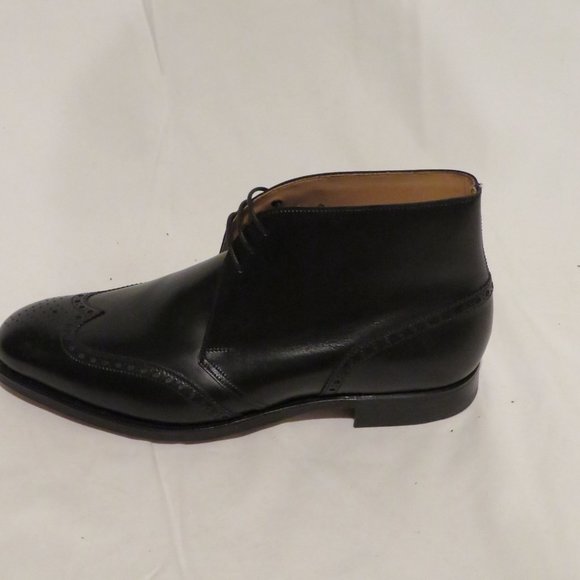 Peal Co Crockett Jones Black Wingtip Boots 8D NWB - Picture 4 of 12